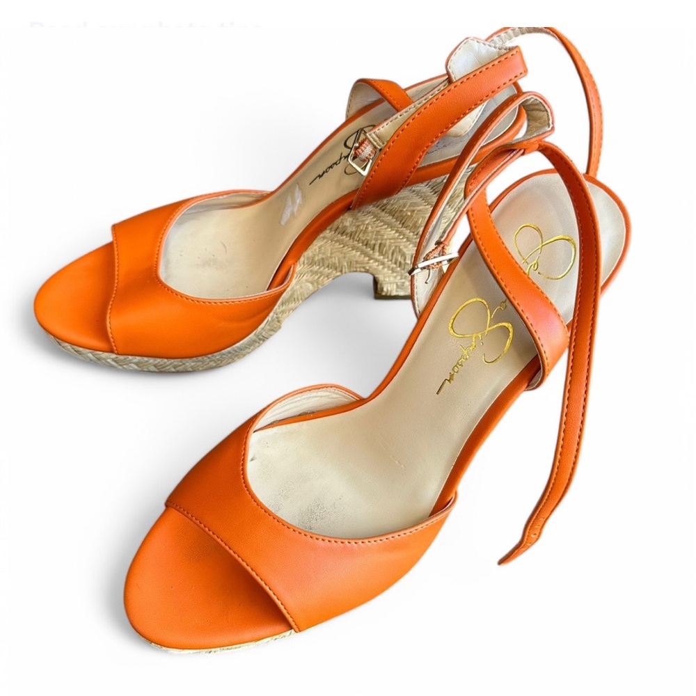 Orange Espadrille Wedge Heels